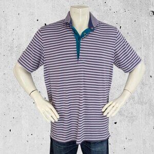 Greyson Golf Polo Shirt Size Large Purple Stripe